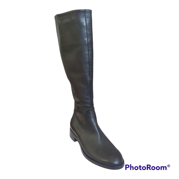GUESS Marciano Black Genuine Leather Knee High Flat Riding Boots - Size 5 / 35 - Picture 2 of 5